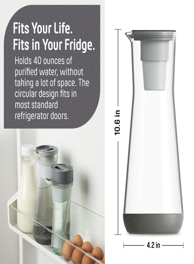 Hydros Water Filter Pitcher, 40 oz Slim Design, Patented Fast Flo Tech, Dishwasher Safe, Fills in Just 40 Seconds, BPA Free, 5 Cup Capacity, Grey - Image 5